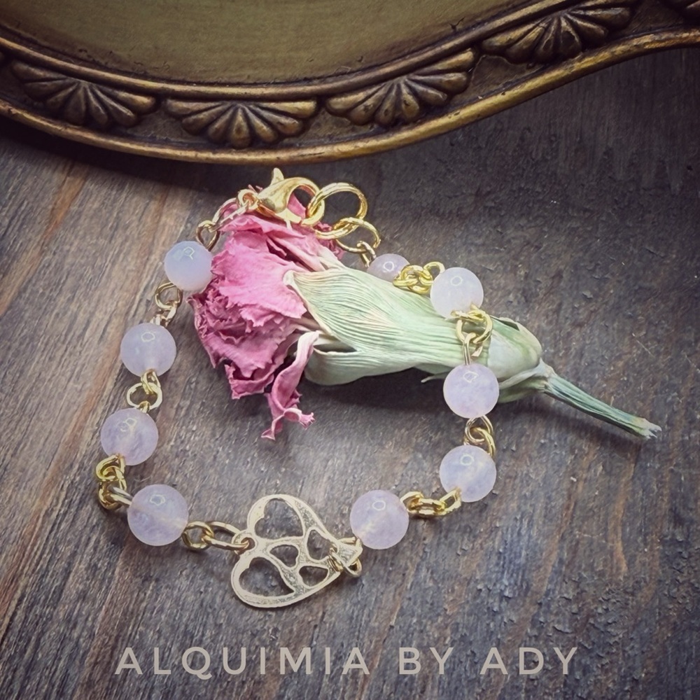 HEART 💕🌸Rose Quartz and Gold Bracelet SOFT ALQUIMIA